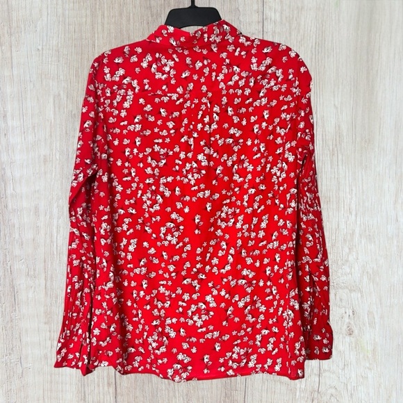 Banana Republic Red Floral Women’s Button Up Blouse Size Large Valentine Top EUC - Picture 6 of 6